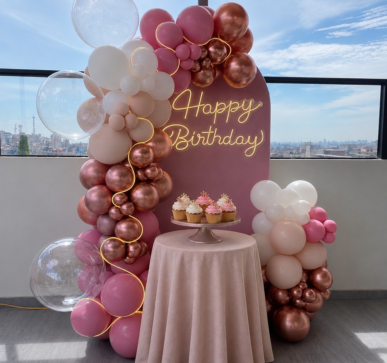 ELEGANT PINK & ROSE GOLD BIRTHDAY BACKDROP